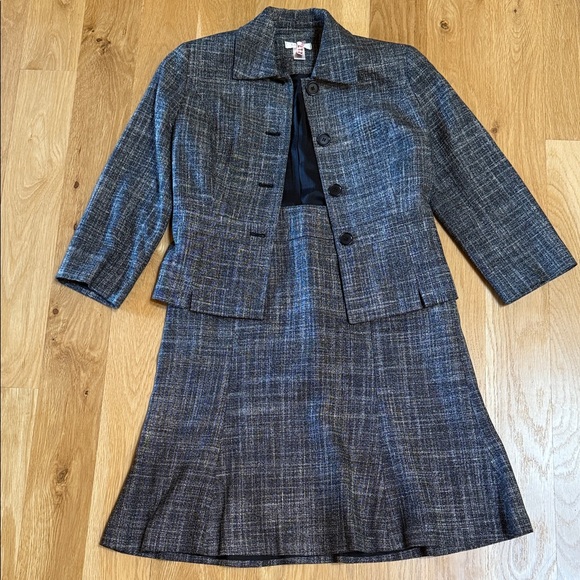 LOFT Other - LOFT Blue-Gray Plaid A-Line Skirt with Blazer - Women’s Suit